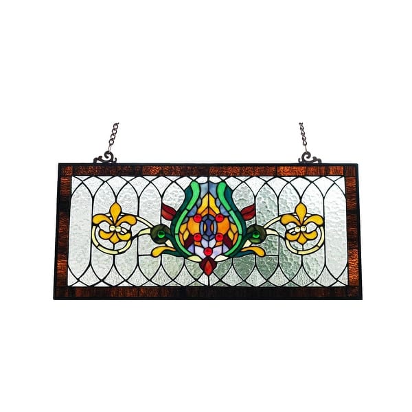 River of Goods Multi Stained Glass Fiery Hearts and Flowers Window