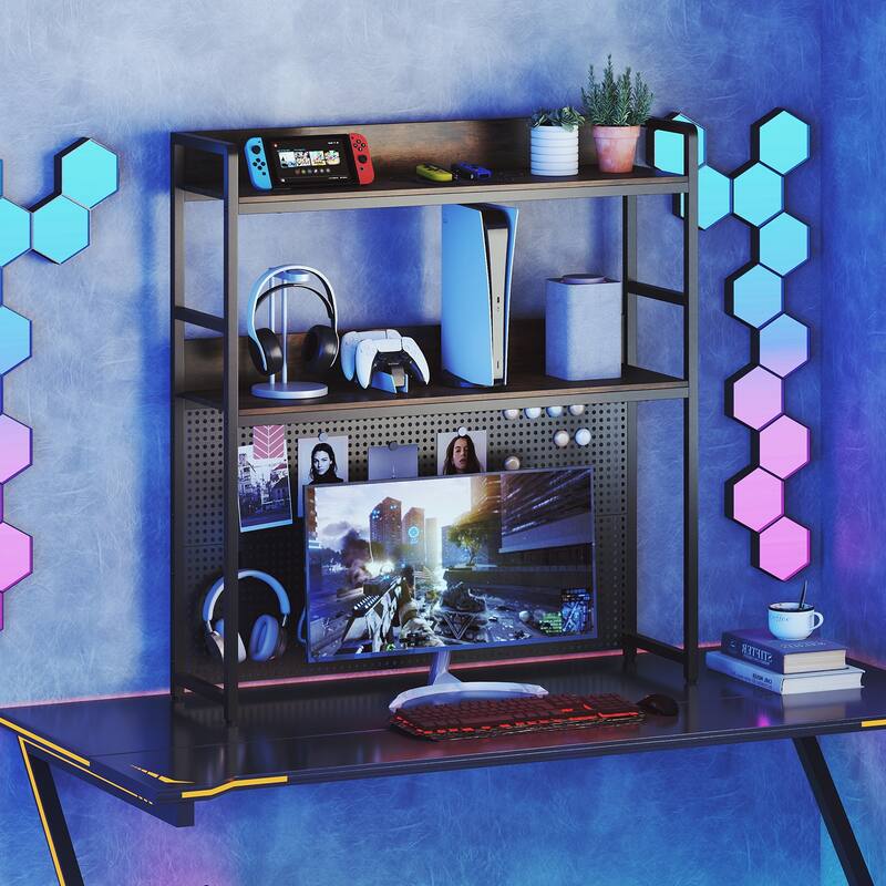 Gymax 2-Tier Countertop Desktop Bookshelf w/ Metal Pegboard 2