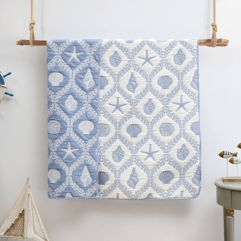 Greenland Home Fashions Laguna Seashells Reversible Matelassé Throw
