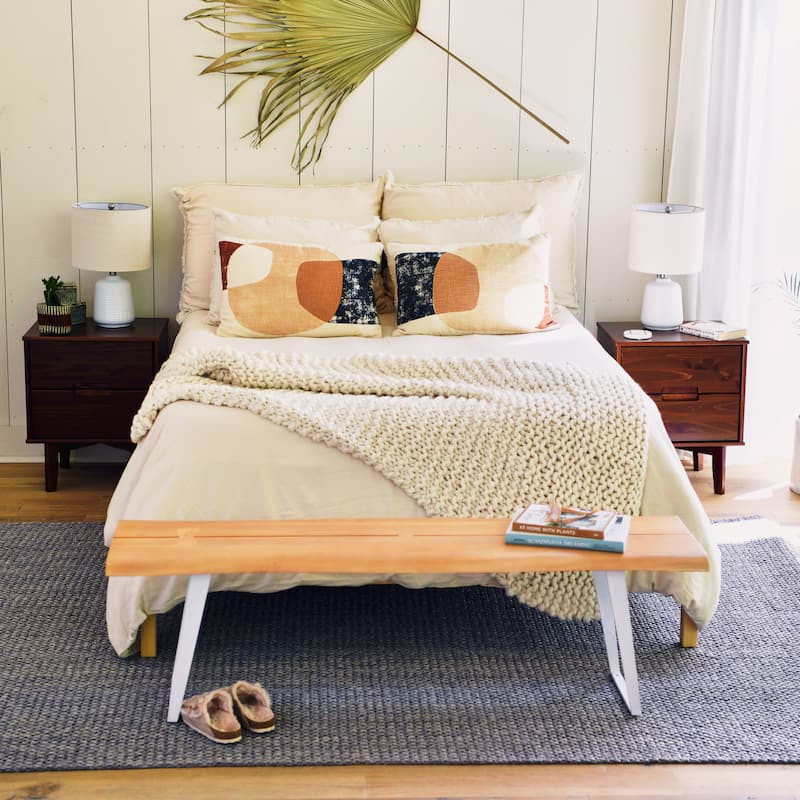 Wood Bench with Metal Frame