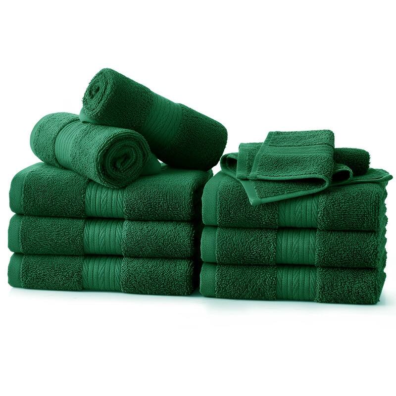 Luxurious Cotton 600GSM Soft Wash Cloths 12X12 Inch by Ample Decor - 10 Pcs