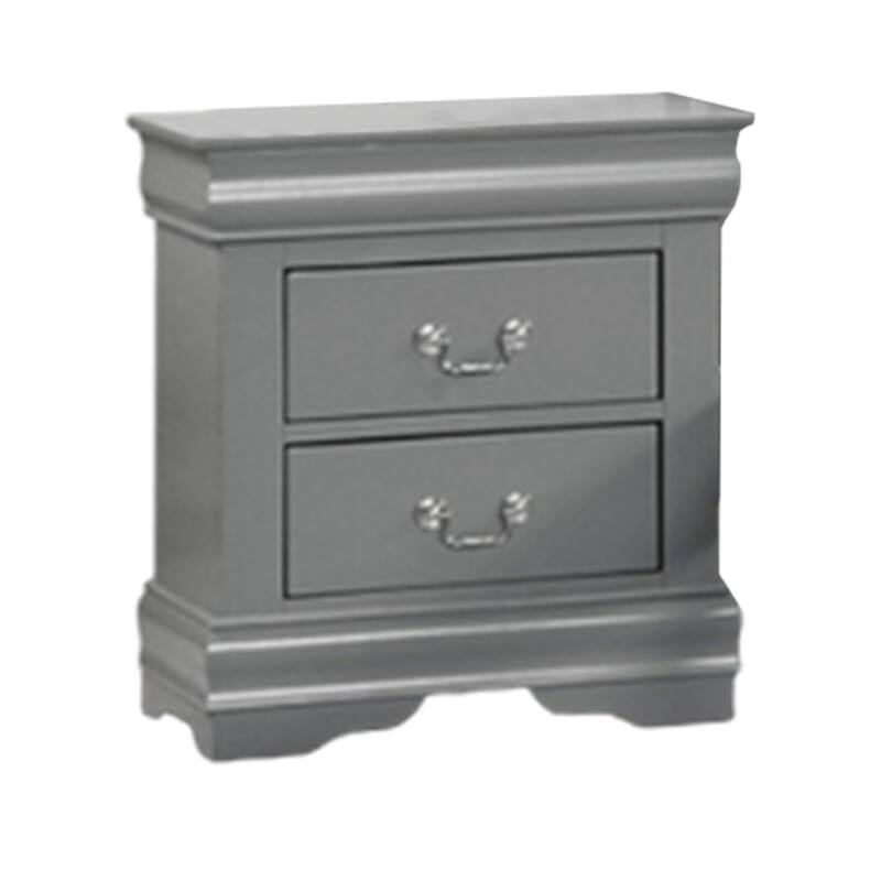 Light Gray 2 Drawer 15.5 in. W Nightstand with Sturdy Hardware and Ample Storage
