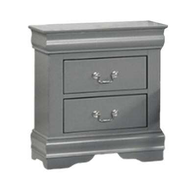 Light Gray 2 Drawer 15.5 in. W Nightstand with Sturdy Hardware and Ample Storage