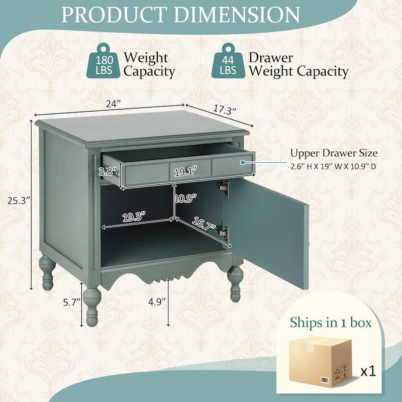 Christopher Knight Home - Marwood Carved Wood Nightstand with Soft-Close Slides and Gourd Legs