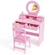 preview thumbnail 14 of 17, Kids Vanity Set with Mirror Princess Makeup Dressing Desk and Chair Set with Mirror-White