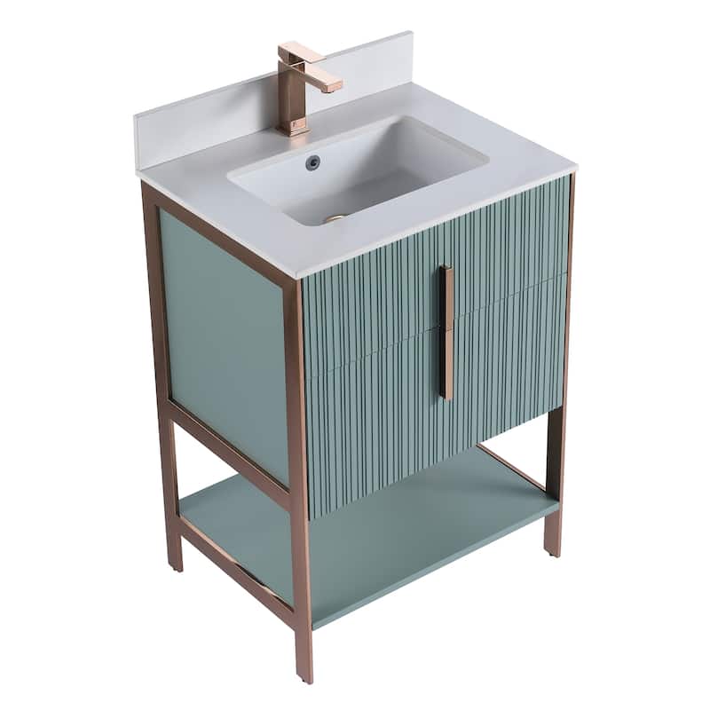 Fine Fixtures Serenity Modern Bathroom Vanity with White Stone Top
