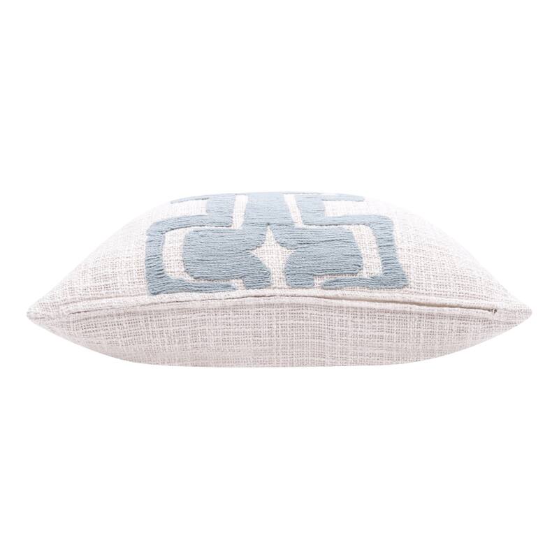 HomeRoots 20" Ocean Blue and Ivory Cotton Throw Pillow