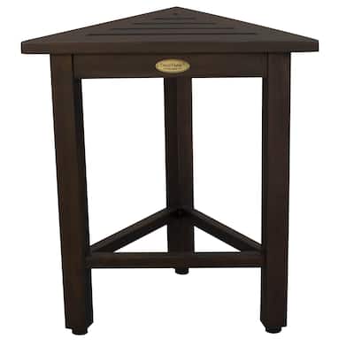 DecoTeak FlexiCorner Triangular Solid Teak Modular Stool in WoodLand Brown Finish - 17"