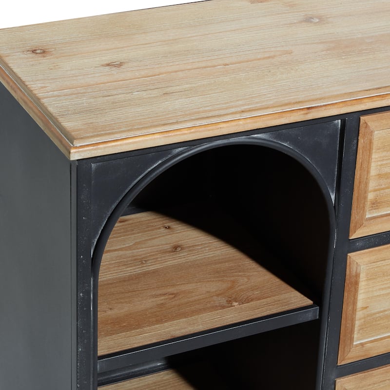 Wood 3 Drawer and 4 Shelf Cabinet - Brown - Roche River Decor