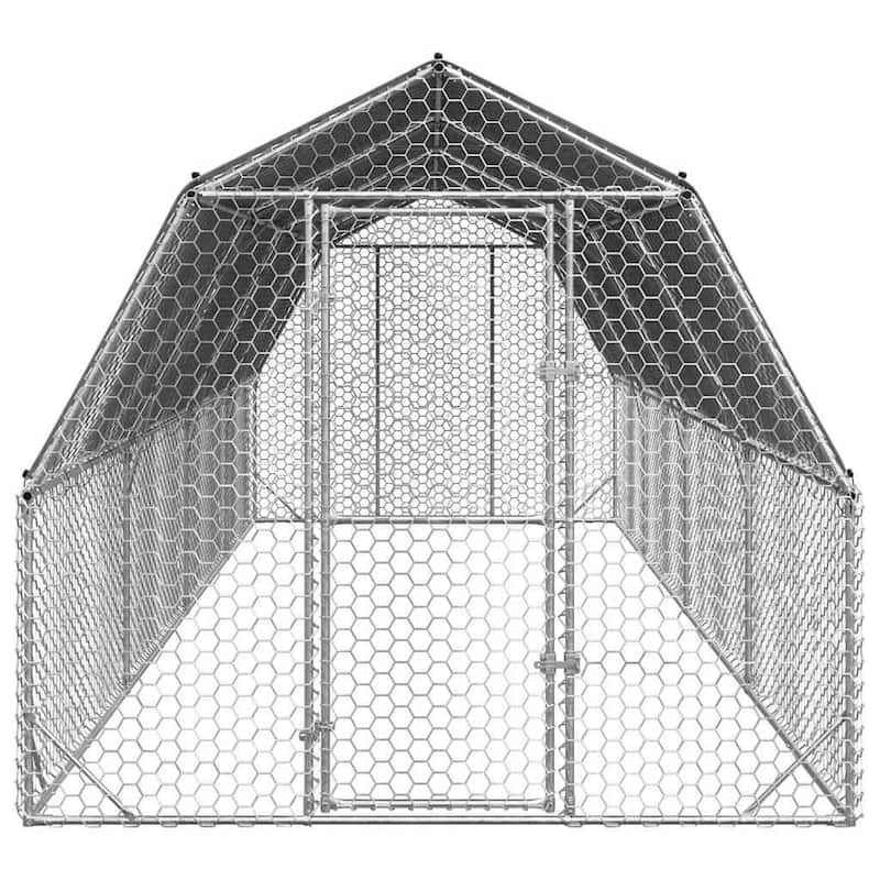 vidaXL Chicken Run Galvanized Steel 8.2ft x 26.2ft x 7.4ft - 315 x 98.4 x 88.6
