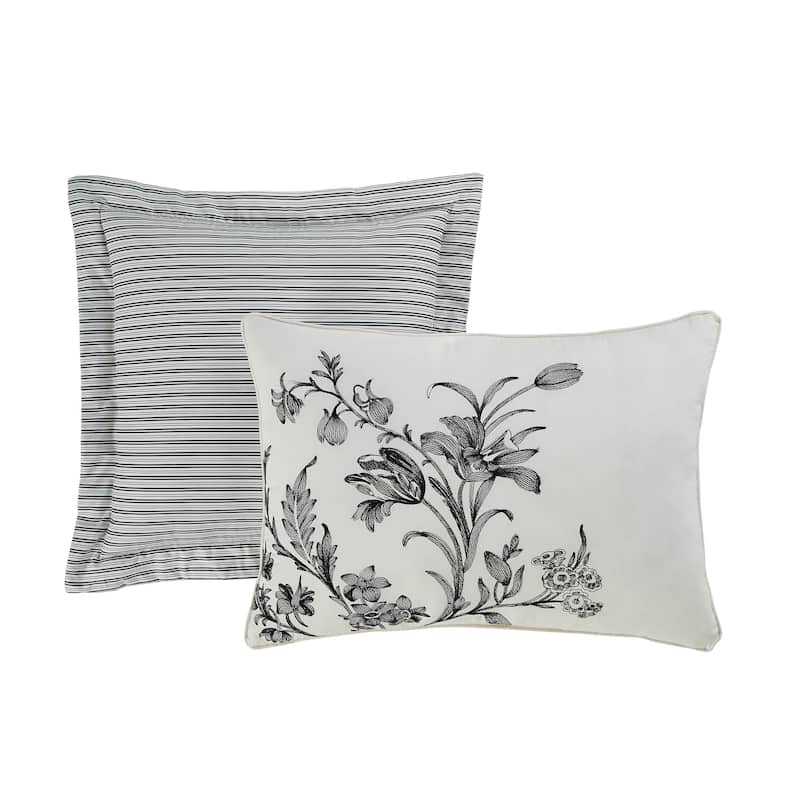 Laura Ashley Amberley Cotton Black Comforter Bonus Set