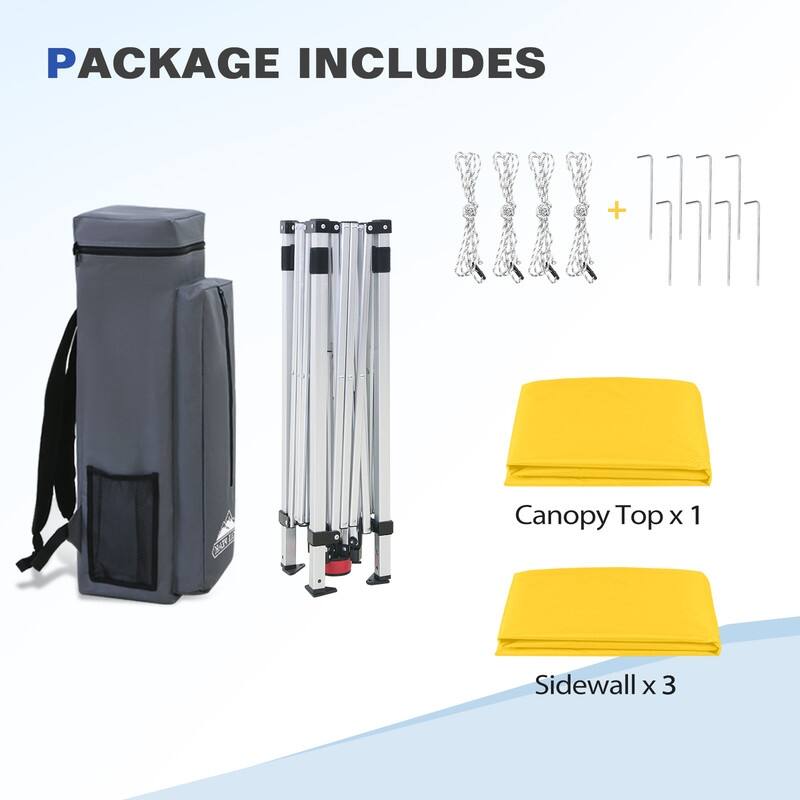 EAGLE PEAK Day Tripper 8x8 Aluminum Super-Lightweight Slant Leg Pop Up Canopy with 3 Removable Walls, Blue