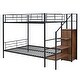 preview thumbnail 4 of 16, Metal Bunk Bed with Lateral Storage Ladder and Wardrobe, Black