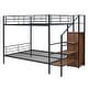 preview thumbnail 31 of 33, Metal Bunk Bed with Guardrail, Kids Bed Frame with Lateral Storage Ladder and Wardrobe