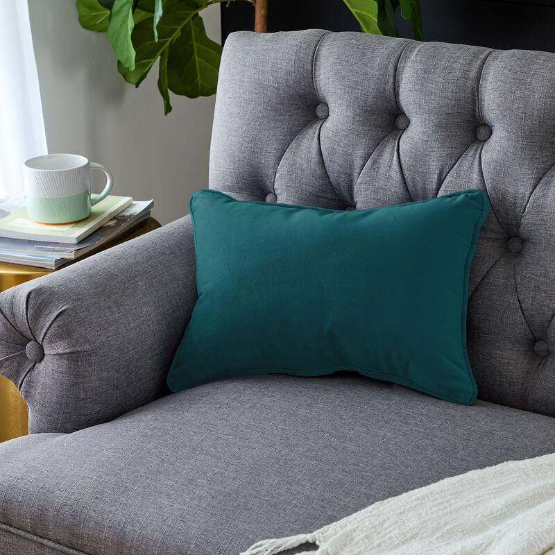 Sorra Home Solid Velvet Indoor Corded Pillow Single - 12 in H x 24 in W x 6 in D - Nile