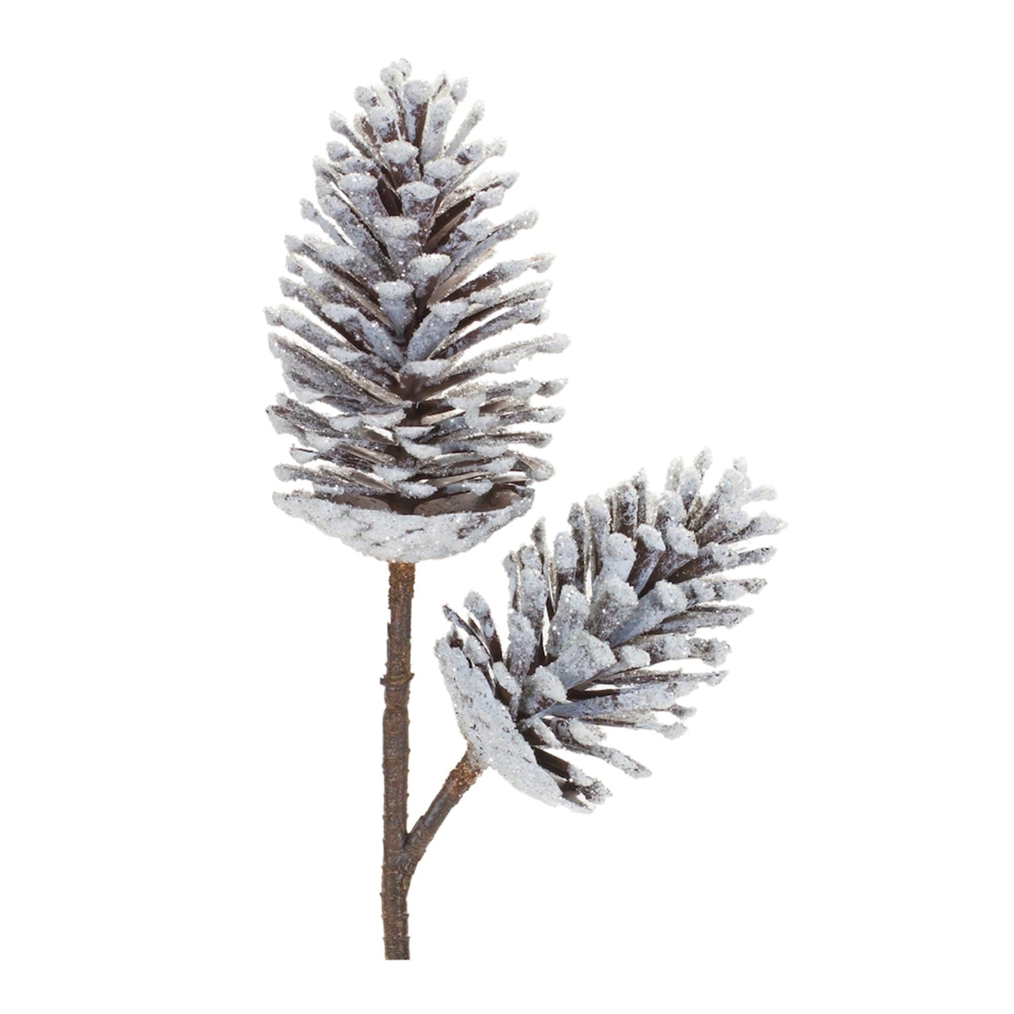 8 Pcs Snowy Natural Pinecone Picks Sprays Christmas Picks Spruce Pine Cones