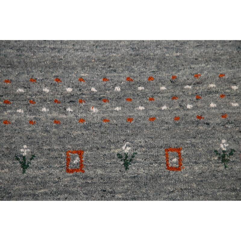 Silver Gray Gabbeh Living Room Area Rug Hand-Knotted Wool Carpet - 8'0"x 9'11"