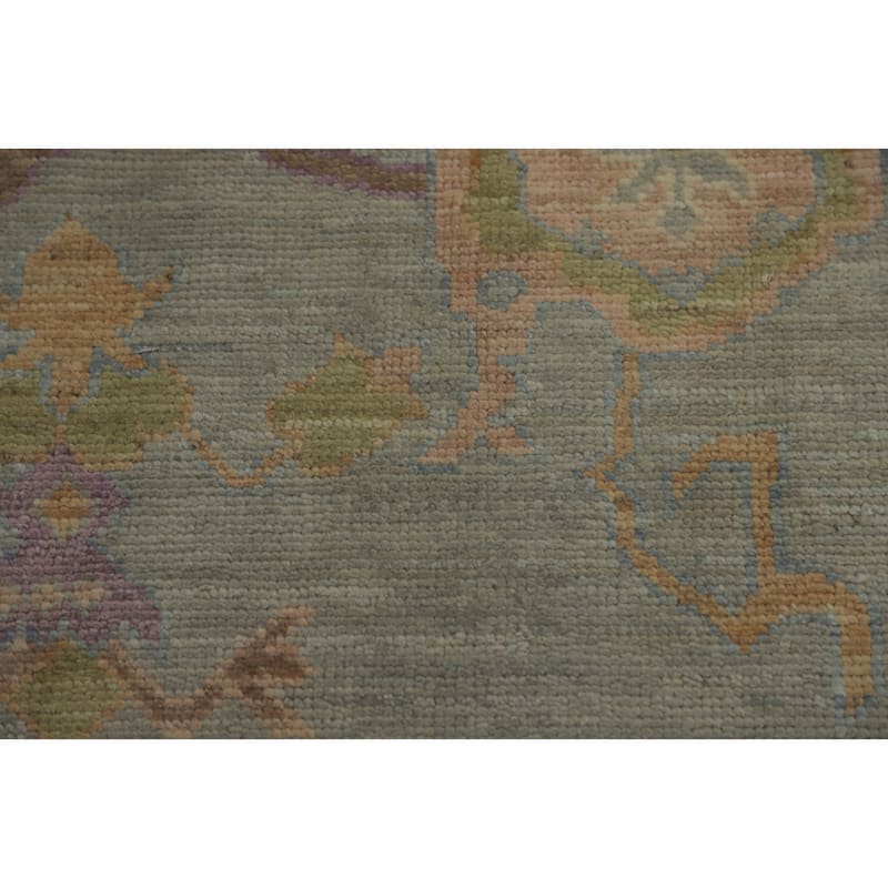 Handmade Gray Oushak Vegetable Dye Area Rug, Floral Geometric Carpet - 10' 0'' X 8' 0''