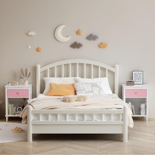 26.77'' Wooden Nightstand with Drawer and Shelf for Kids and Adults