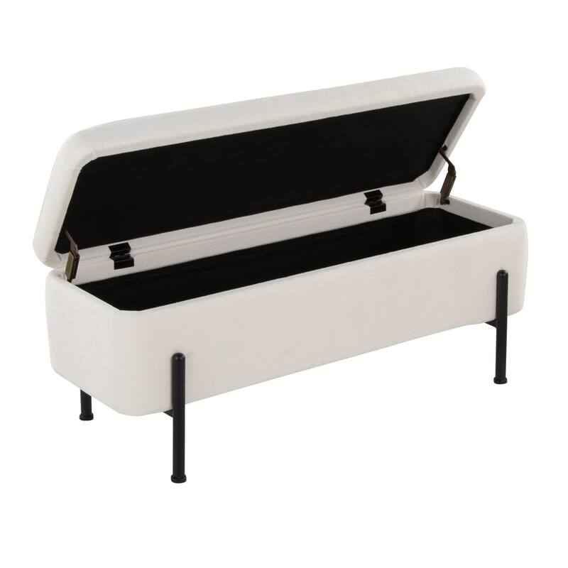 Silver Orchid Galotti Storage Bench with Flip-Top Lid