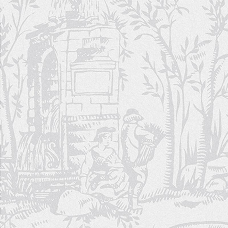 Laura Ashley Toile de Jouy Sugared Grey Wallpaper