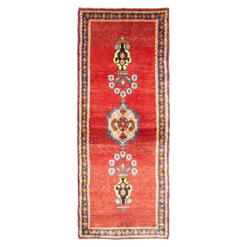 ECARPETGALLERY Hand-knotted Melis Vintage Dark Red Wool Rug - 2'4 x 6'3
