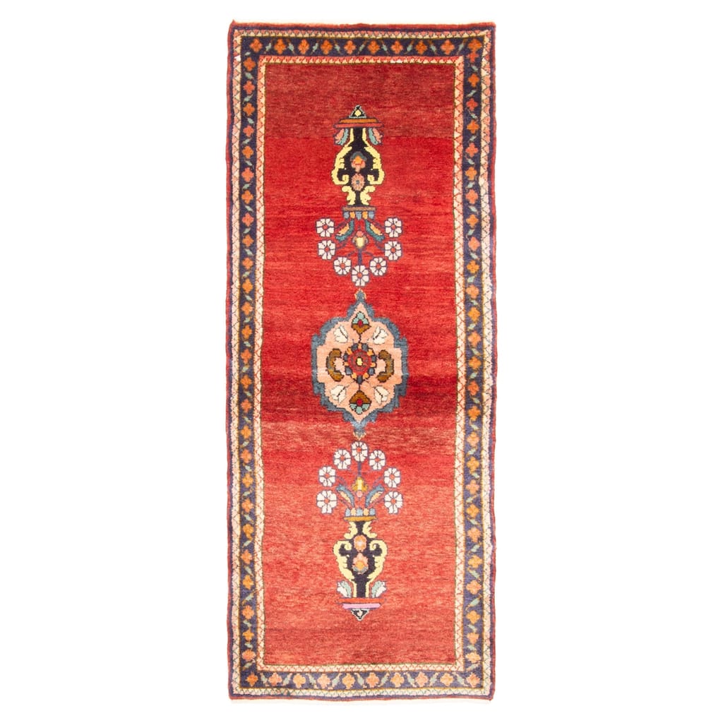 ECARPETGALLERY Hand-knotted Melis Vintage Dark Red Wool Rug - 2'4 x 6'3