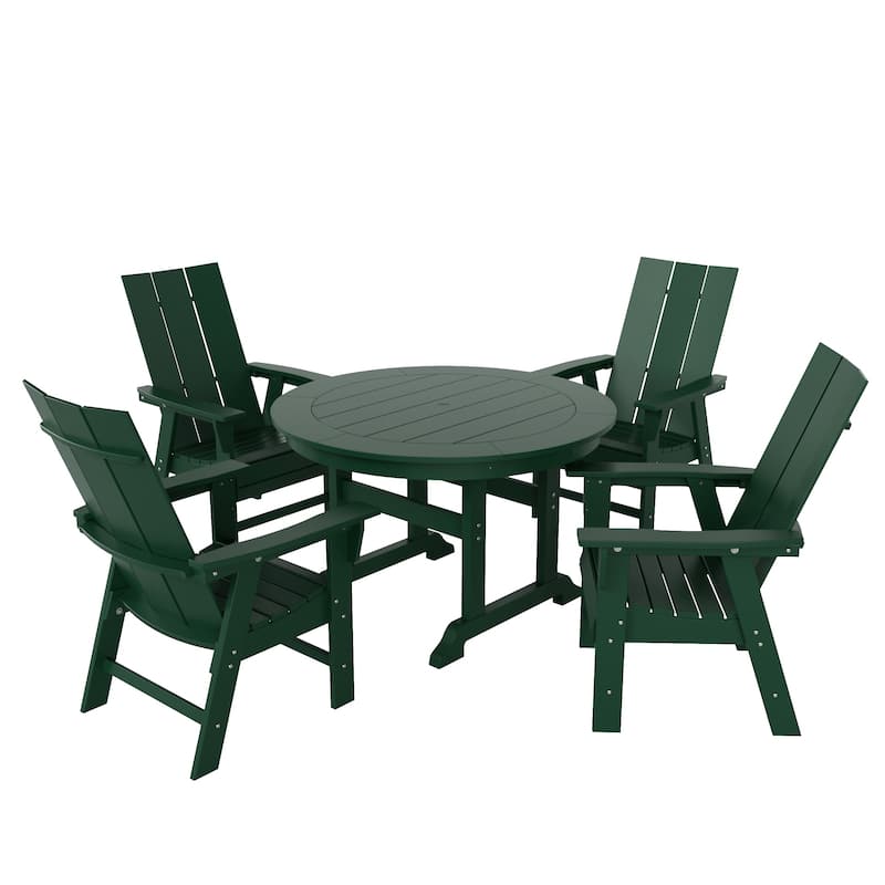 Shoreside 5-Piece Square Poly Eco-Friendly All Weather Outdoor Dining Set with Armchairs
