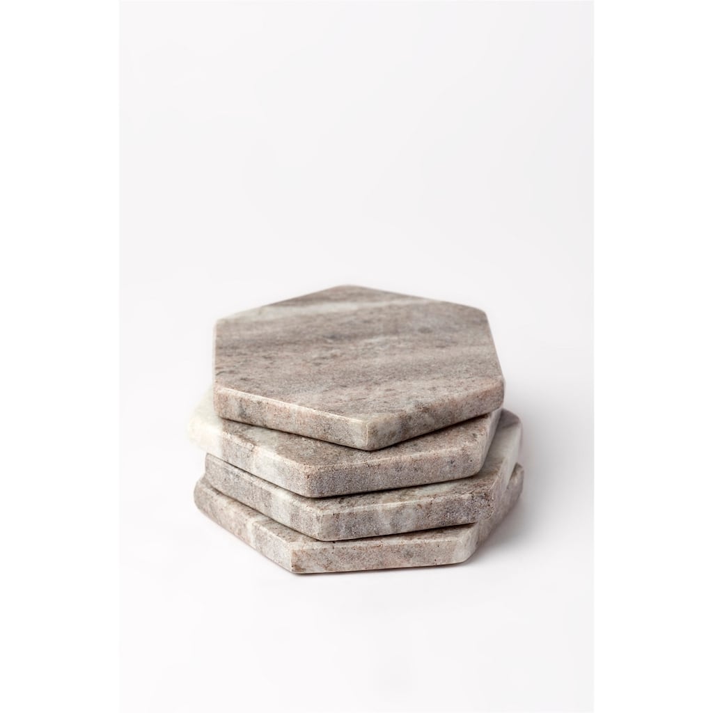 Brown Galaxy Marble Hexagonal Coaster Set of 4 - Brown