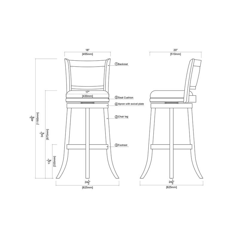 Augusta Wood Indoor Swivel Barstool