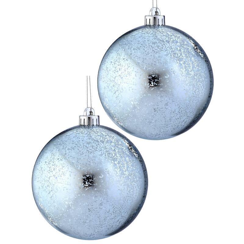 200mm Shatterproof Plastic Mercury Ball Ornament Set of 2