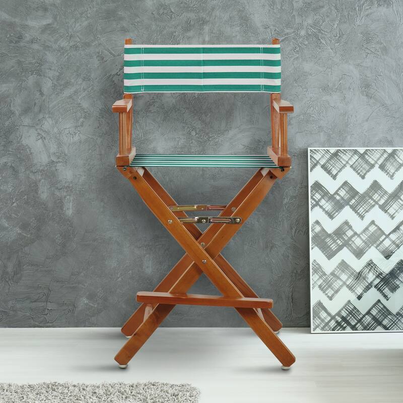 24" Director's Chair Honey Oak Frame-Teal Cabana - 23"W x 19"D x 39.5"H