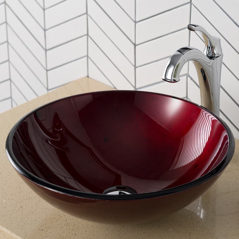 Kraus 16-1/2" Irruption Red Glass Vessel Bathroom Sink Only