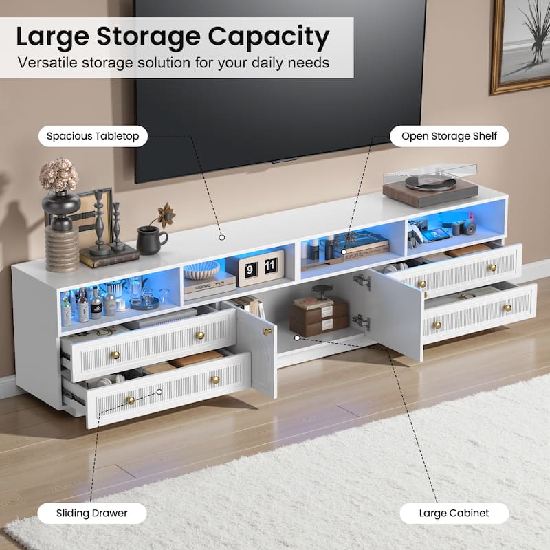 Pocassy 86.6in LED TV Stand for 85/90/95/100 inch TV