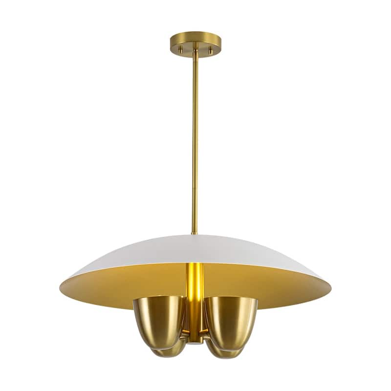 Mid-Century Modern 4-Light Flat Dome Pendant Chandelier