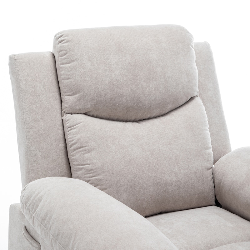 Power Recliner Chair with Heating & Massage, Velvet Electric Recliner with Side Pockets, Ergonomic Lounge Sofa Chair