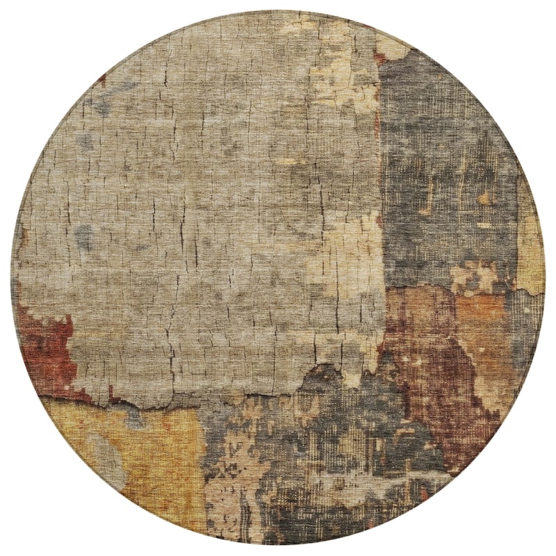 Machine Washable Indoor/ Outdoor Abstract Contemporary Chantille Rug