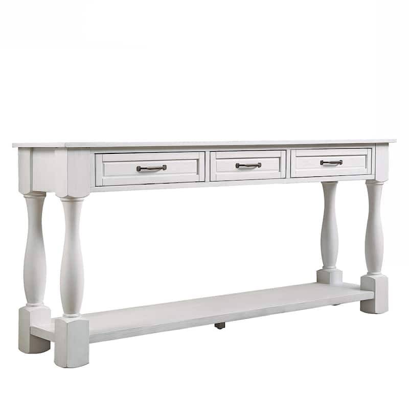 Long Wood Console Table with 3 Drawers and 1 Bottom Shelf for Entryway Hallway Easy Assembly Extra-thick Sofa Table