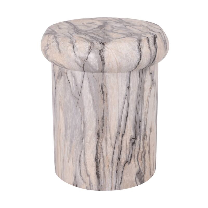 Christopher Knight Home - Lightweight Concrete Sculptural Side Table with Faux Marble Travertine Finish for Indoor & Outdoor