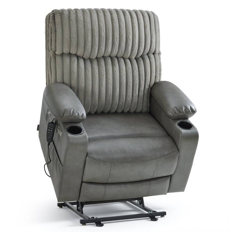 MCombo 180° Lay Flat Power Lift Recliner Chair for Elderly, Dual Motor Lift Chair with Full-Body Heating for Sleeping