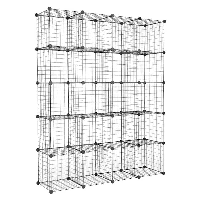 20-Cube Multifunctional Organizer Stackable Plastic Cube Storage Shelves,Black