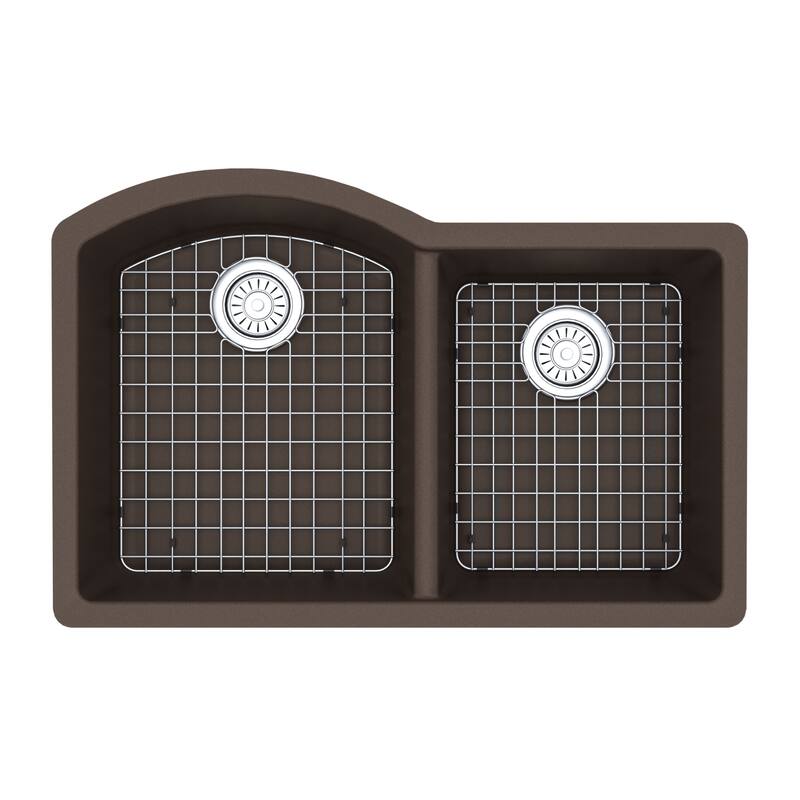 Karran Undermount Quartz 32 in. 60/40 Double Bowl Kitchen Sink Kit