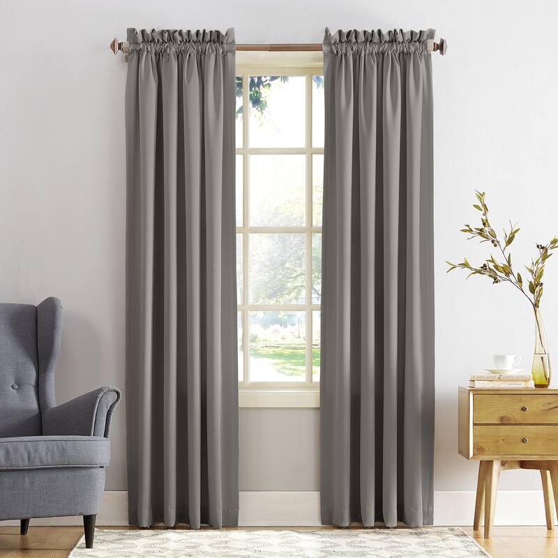 Porch & Den Inez Room Darkening Window Curtain Panel and Valance, Single Panel - 54 x 84 - Grey