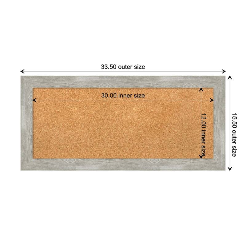 Dove Greywash Narrow Framed Cork Bulletin Memo Board