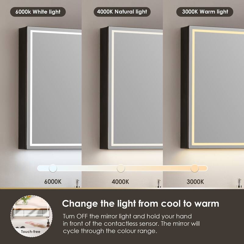 Hesili Rectangular Frameless LED Lighted Bathroom Mirror Medicine Cabinet