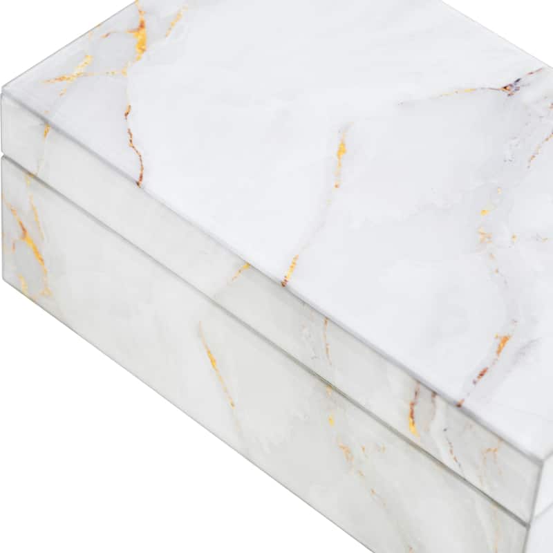 Modern Statement Decorative Box with Abstract Finish and Lid