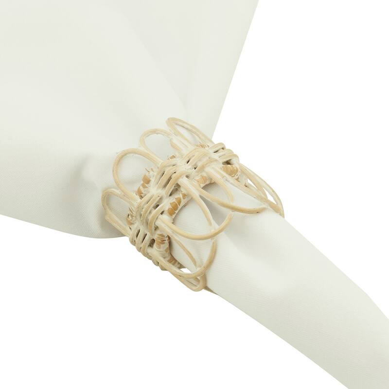 Twisted Design Rattan Napkin Rings (Set of 4)