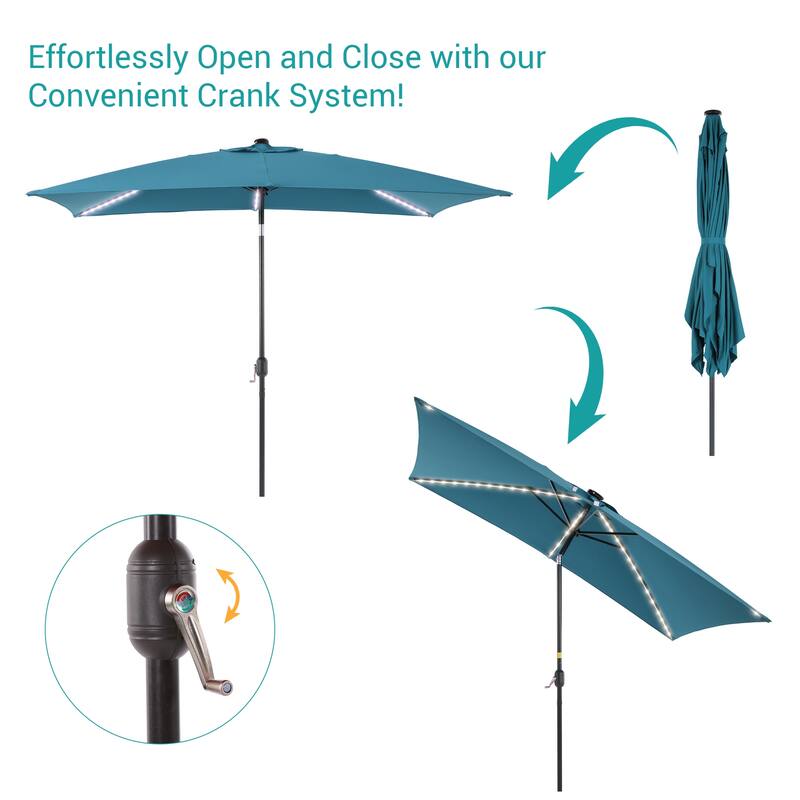 BONOSUKI 6x9FT LED Patio Market Umbrellas Table Umbrella w/Tilt Button