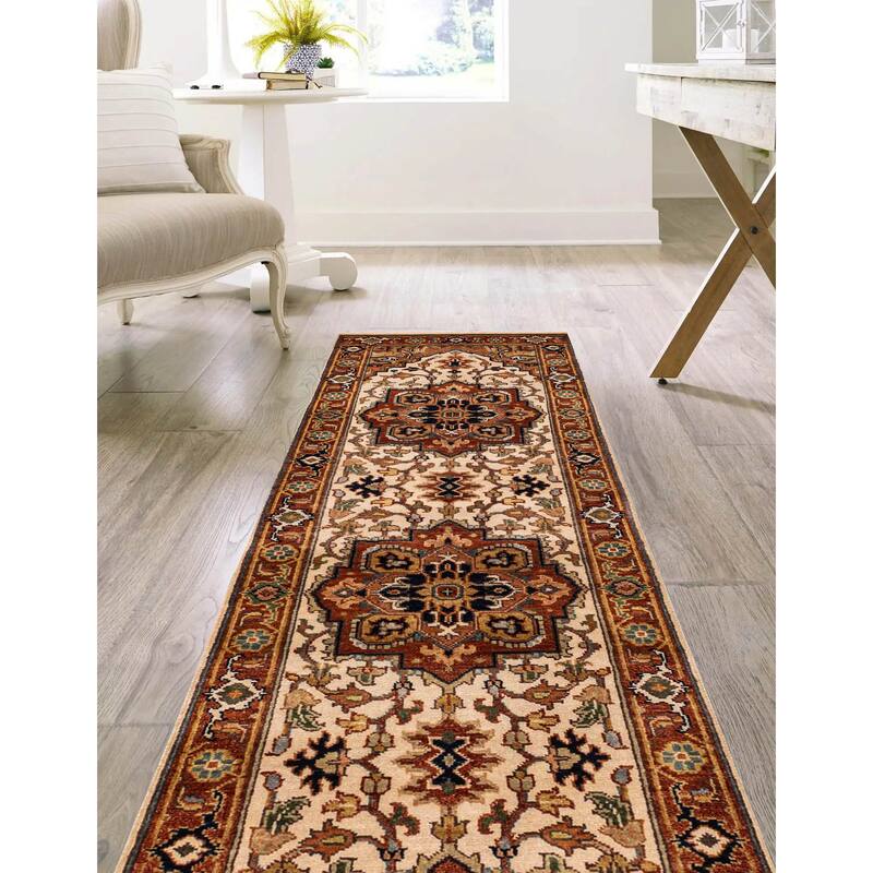 ECARPETGALLERY Hand-knotted Jules Sultane Ivory Wool Rug - 2'9 x 9'11