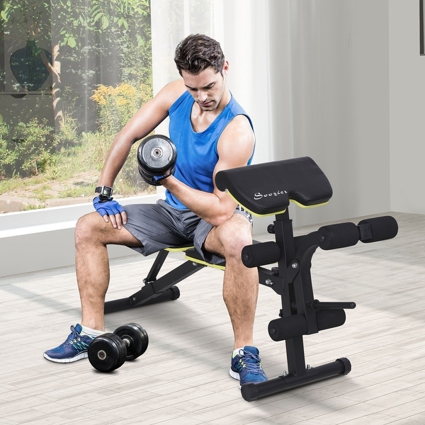 Soozier Adjustable Sit Up Dumbbell Bench Multi Functional Purpose Hyper Extension Bench with Adjustable Seat and Back Angle